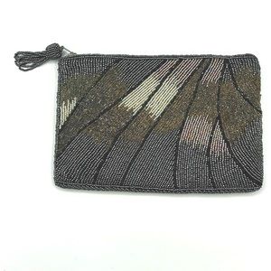 Vintage ADG Brand Multi-Colored Arcing Fan Beaded Design Evening Hand Bag